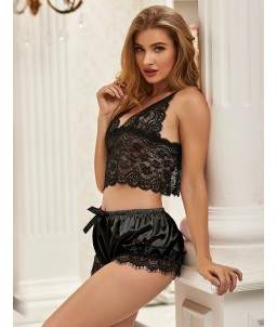 Sextoys, sexshop, loveshop, lingerie sexy : Lingerie sexy grande taille : Ensemble lingerie short sexy Noir L/XL