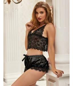 Sextoys, sexshop, loveshop, lingerie sexy : Déshabillés : Ensemble lingerie short sexy Noir