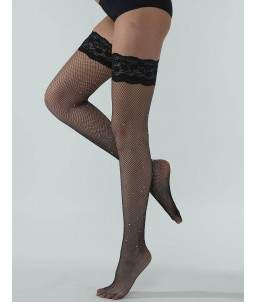 Sextoys, sexshop, loveshop, lingerie sexy : Bas & Collants : Bas Résille Noir Diamants Longs