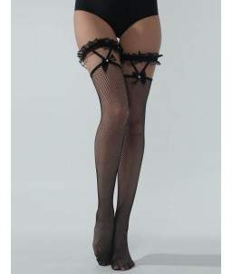 Sextoys, sexshop, loveshop, lingerie sexy : Bas & Collants : Bas longs sexy en maille noire avec nœud papillon