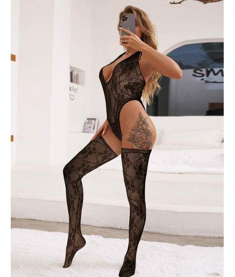 Sextoys, sexshop, loveshop, lingerie sexy : Bodys & Teddys : Body sexy dentelle avec bas S/M