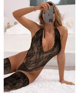 Sextoys, sexshop, loveshop, lingerie sexy : Bodys & Teddys : Body sexy dentelle avec bas S/M