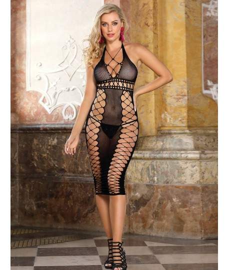 Sextoys, sexshop, loveshop, lingerie sexy : Robes sexy : Robe résille noir longue sexy TU