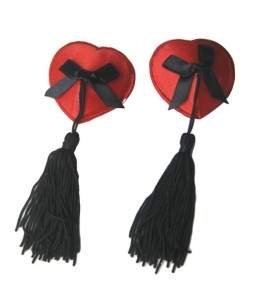 Sextoys, sexshop, loveshop, lingerie sexy : Nippies Cache Seins : Cache tétons burlesque cœur rouge et noir