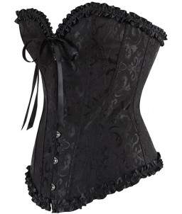 Sextoys, sexshop, loveshop, lingerie sexy : Bustiers et Corsets : Bustier Sexy brocart Noir "L" / Corsage baroque avec Liseré...