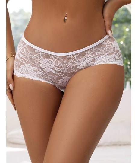 Sextoys, sexshop, loveshop, lingerie sexy : Strings & Boxers : Culotte Lacet sans Entrejambe Blanc