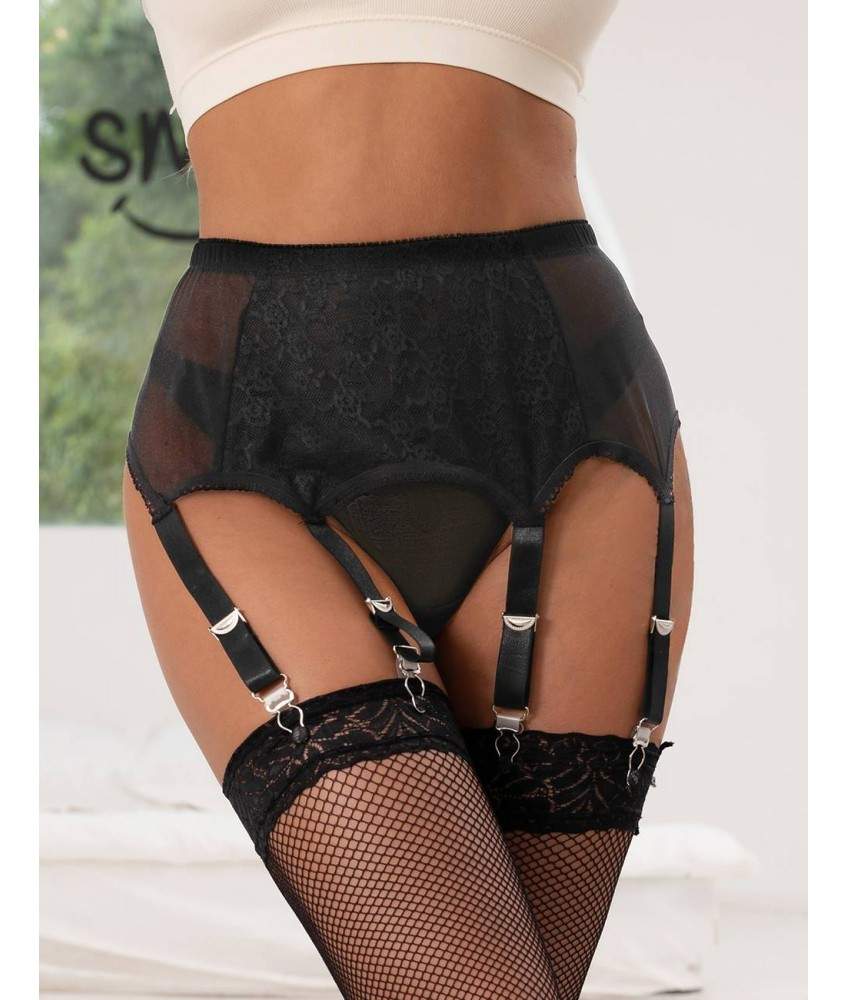 Sextoys, sexshop, loveshop, lingerie sexy : Lingerie sexy grande taille : Porte-jarretelles noir XXXL