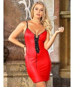 Sextoys, sexshop, loveshop, lingerie sexy : Robes sexy : robe vinyle rouge S/M