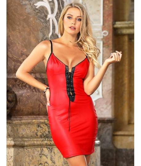Sextoys, sexshop, loveshop, lingerie sexy : Robes sexy : robe vinyle rouge