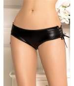Sextoys, sexshop, loveshop, lingerie sexy : Lingerie sexy grande taille : Culotte femme vinyle noir ouverte 5XL