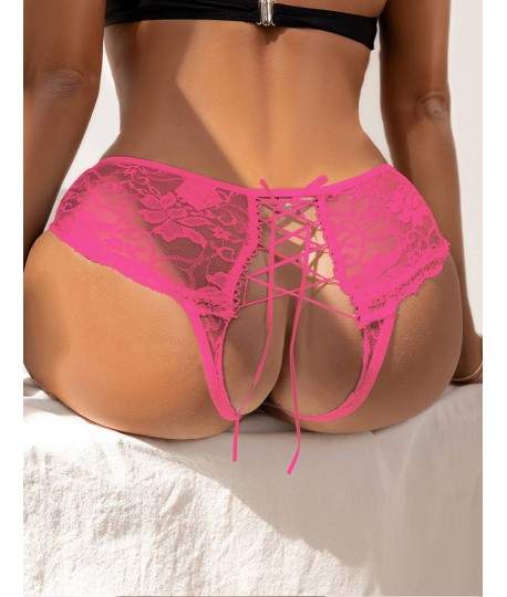 Sextoys, sexshop, loveshop, lingerie sexy : Strings & Boxers : Culotte Lacet sans Entrejambe Rose