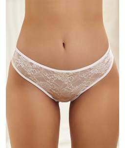 Sextoys, sexshop, loveshop, lingerie sexy : Lingerie sexy grande taille : Culotte ouverte en dentelle blanche L/XL