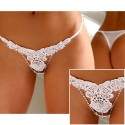 Sextoys, sexshop, loveshop, lingerie sexy : Strings & Boxers : Sexy String Broderie et Bijou Blanc