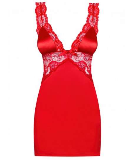 Sextoys, sexshop, loveshop, lingerie sexy : Nuisettes sexy : Obsessive - Nuisette rouge satiné L/XL