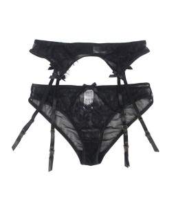 Sextoys, sexshop, loveshop, lingerie sexy : Porte jarretelles : Ensemble culotte Porte-jarretelles noir S/M