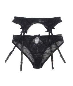 Sextoys, sexshop, loveshop, lingerie sexy : Lingerie sexy grande taille : Ensemble culotte Porte-jarretelles noir
