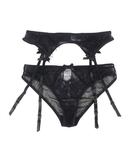 Sextoys, sexshop, loveshop, lingerie sexy : Lingerie sexy grande taille : Ensemble culotte Porte-jarretelles noir