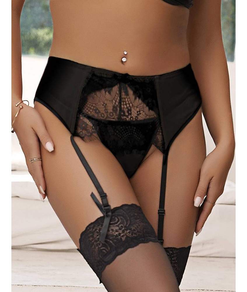 Sextoys, sexshop, loveshop, lingerie sexy : Lingerie sexy grande taille : Porte-jarretelles Sexy noir XXL