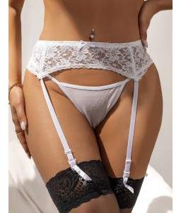 Sextoys, sexshop, loveshop, lingerie sexy : Lingerie sexy grande taille : Porte-jarretelles dentelle Blanc XXXL