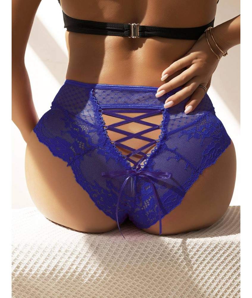 Sextoys, sexshop, loveshop, lingerie sexy : Strings & Boxers : Culotte Taille haute Bleu S/M