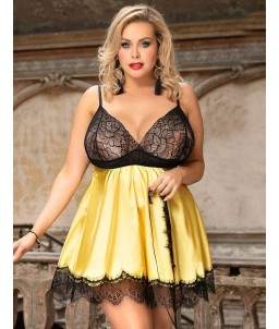 Sextoys, sexshop, loveshop, lingerie sexy : Déshabillés : Ensemble Déshabillé Noir et or 4XL/5XL