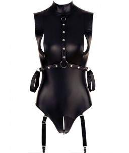 Sextoys, sexshop, loveshop, lingerie sexy : LINGERIE STYLE CUIR & VINYLE FEMME : Body sexy simili cuir noir