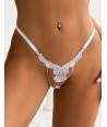 Sextoys, sexshop, loveshop, lingerie sexy : Strings & Boxers : Sexy String Broderie et Bijou Blanc