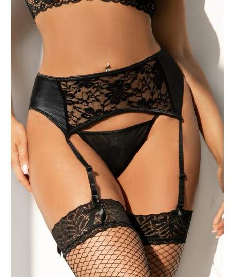 Sextoys, sexshop, loveshop, lingerie sexy : Porte jarretelles : porte jarretelle dentelle et similli cuir sur les cotés