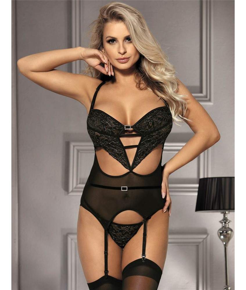 Sextoys, sexshop, loveshop, lingerie sexy : Lingerie sexy grande taille : Ensemble Sexy guépière noir XL