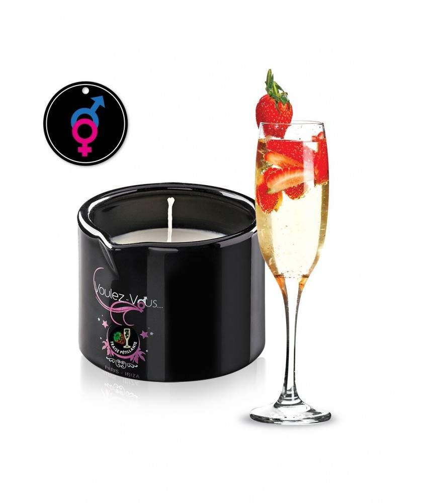 Sextoys, sexshop, loveshop, lingerie sexy : Huiles de Massage et bougies : Bougie de massage Fraise - Voulez vous