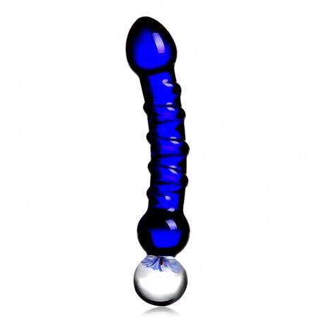 Sextoys, sexshop, loveshop, lingerie sexy : Gode en Verre : Godemichet en Verre Vaginal ou Anal Glass Dildo bleu