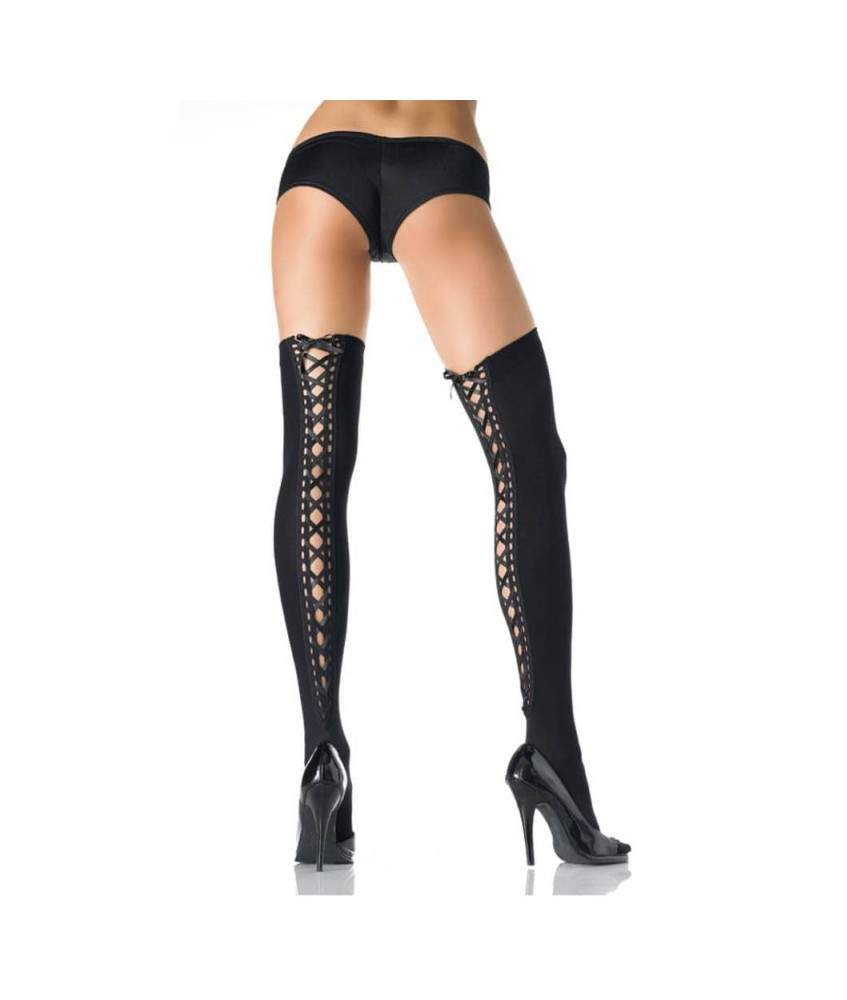 Sextoys, sexshop, loveshop, lingerie sexy : Bas & Collants : Leg Avenue Sexy Bas Opaque a laçage