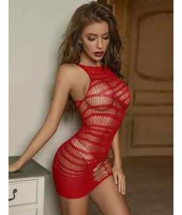 Sextoys, sexshop, loveshop, lingerie sexy : Robes sexy : Robe résille rouge sexy