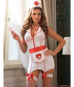 Sextoys, sexshop, loveshop, lingerie sexy : Lingerie sexy grande taille : Costume Sexy robe Infirmière L/XL