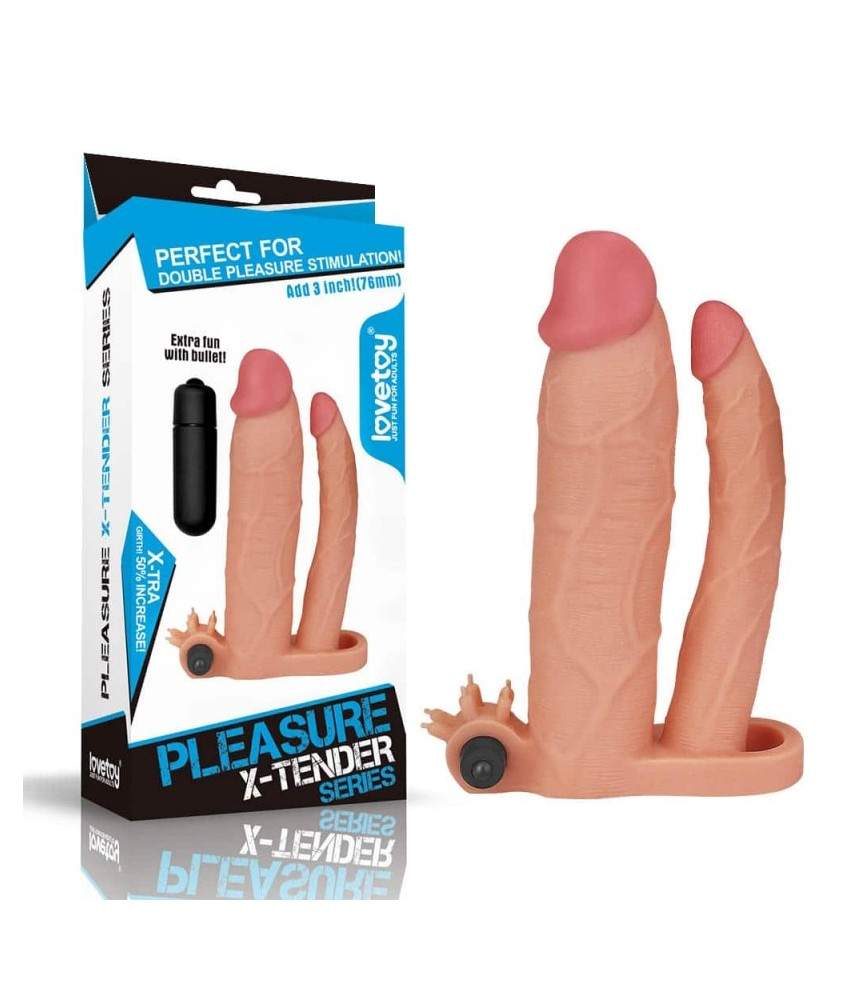 Sextoys, sexshop, loveshop, lingerie sexy : Gaine et Prolongateur : Lovetoy- Double Gode gaine tender vibrant