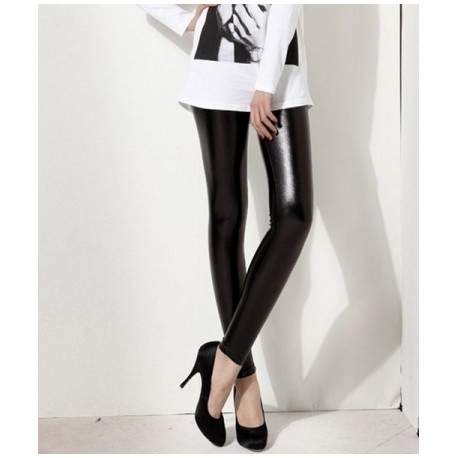 Sextoys, sexshop, loveshop, lingerie sexy : Leggings & Tops : Legging slim Noir en style Vinyle