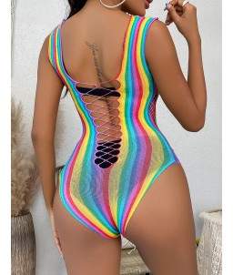 Sextoys, sexshop, loveshop, lingerie sexy : Bodys & Teddys : Sexy Body noir Résille multi couleur