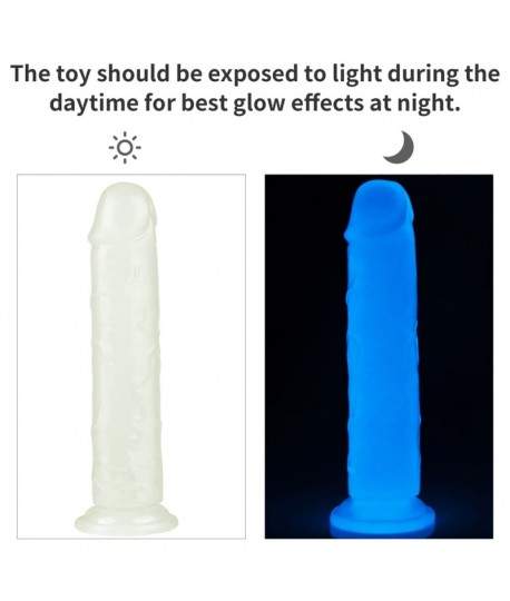 Sextoys, sexshop, loveshop, lingerie sexy : Gode Ventouse : Lovetoy- Gode droit PHOSPHORESCENT lumineux
