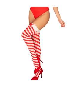 Sextoys, sexshop, loveshop, lingerie sexy : Bas & Collants : Obsessive- Sexy Bas Rouge et blanc noel S/M