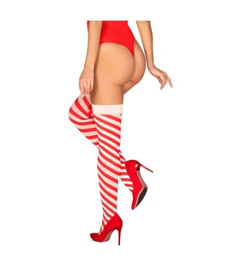 Sextoys, sexshop, loveshop, lingerie sexy : Bas & Collants : Obsessive- Sexy Bas Rouge et blanc noel S/M