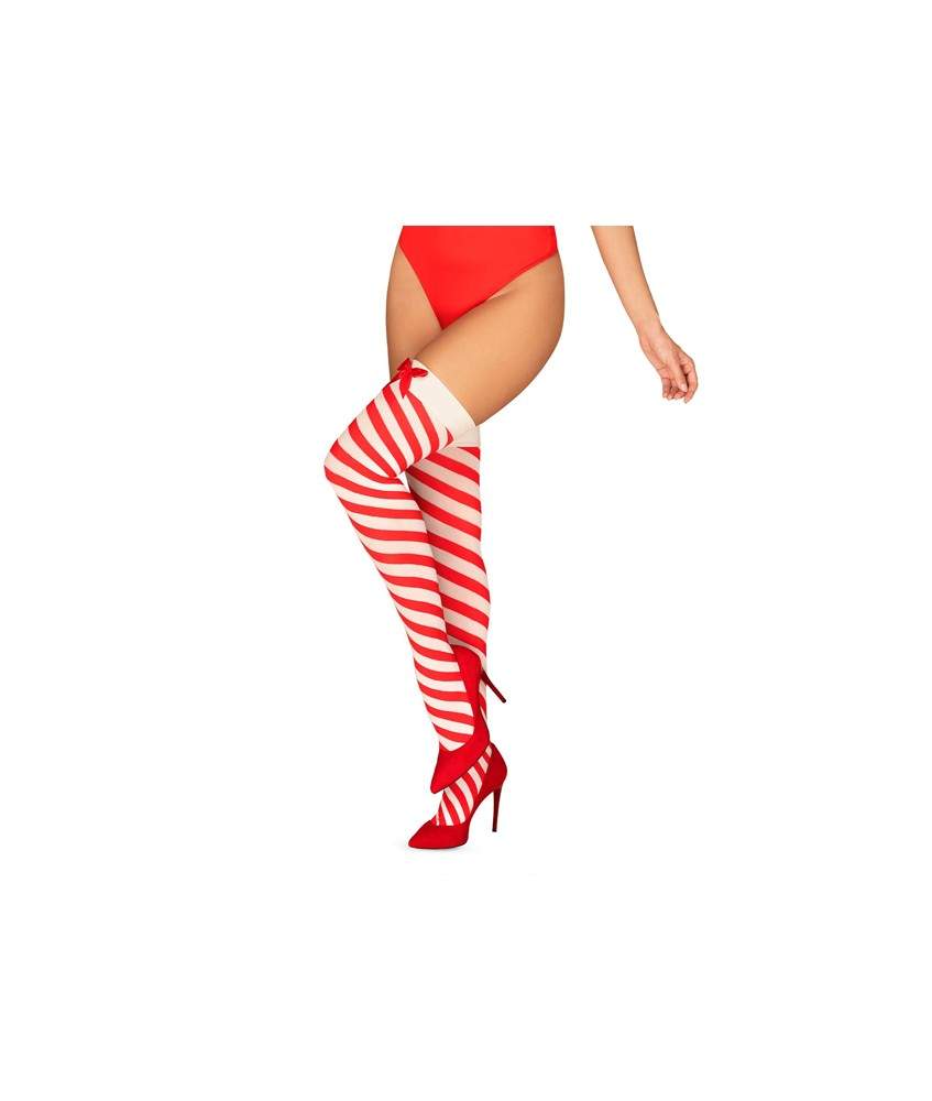 Sextoys, sexshop, loveshop, lingerie sexy : Bas & Collants : Obsessive- Sexy Bas Rouge et blanc noel L/XL