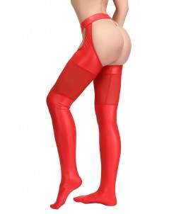 Sextoys, sexshop, loveshop, lingerie sexy : Bas & Collants : Sexy Bas Vinyle rouge avec string