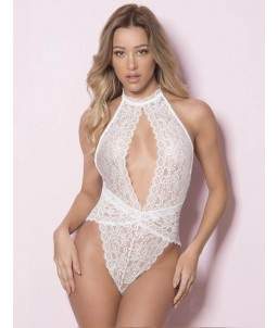 Sextoys, sexshop, loveshop, lingerie sexy : Bodys & Teddys : Body sexy Blanc dentelle décolleté S/M