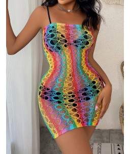 Sextoys, sexshop, loveshop, lingerie sexy : Robes sexy : Robe bustier résille multi couleur sexy