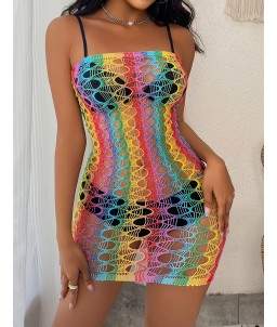 Sextoys, sexshop, loveshop, lingerie sexy : Robes sexy : Robe bustier résille multi couleur sexy