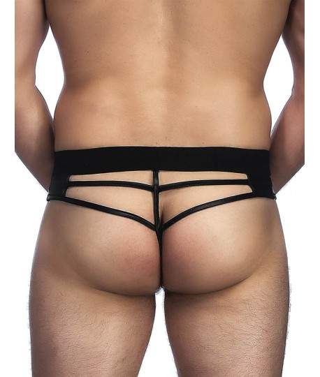 Sextoys, sexshop, loveshop, lingerie sexy : Boxers & Strings : String sexy noir simili cuir