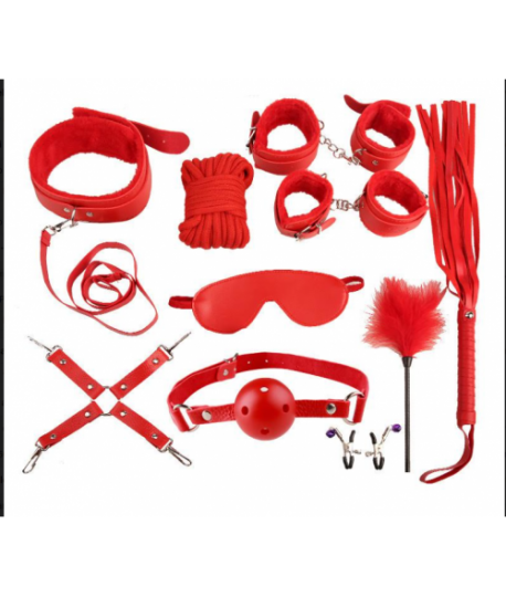 Sextoys, sexshop, loveshop, lingerie sexy : Kit BDSM : Coffret Fetish fourrure rouge BDSM