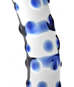 Sextoys, sexshop, loveshop, lingerie sexy : Gode en Verre : Godemichet en Verre Blanc et Bleu Glass Dildo