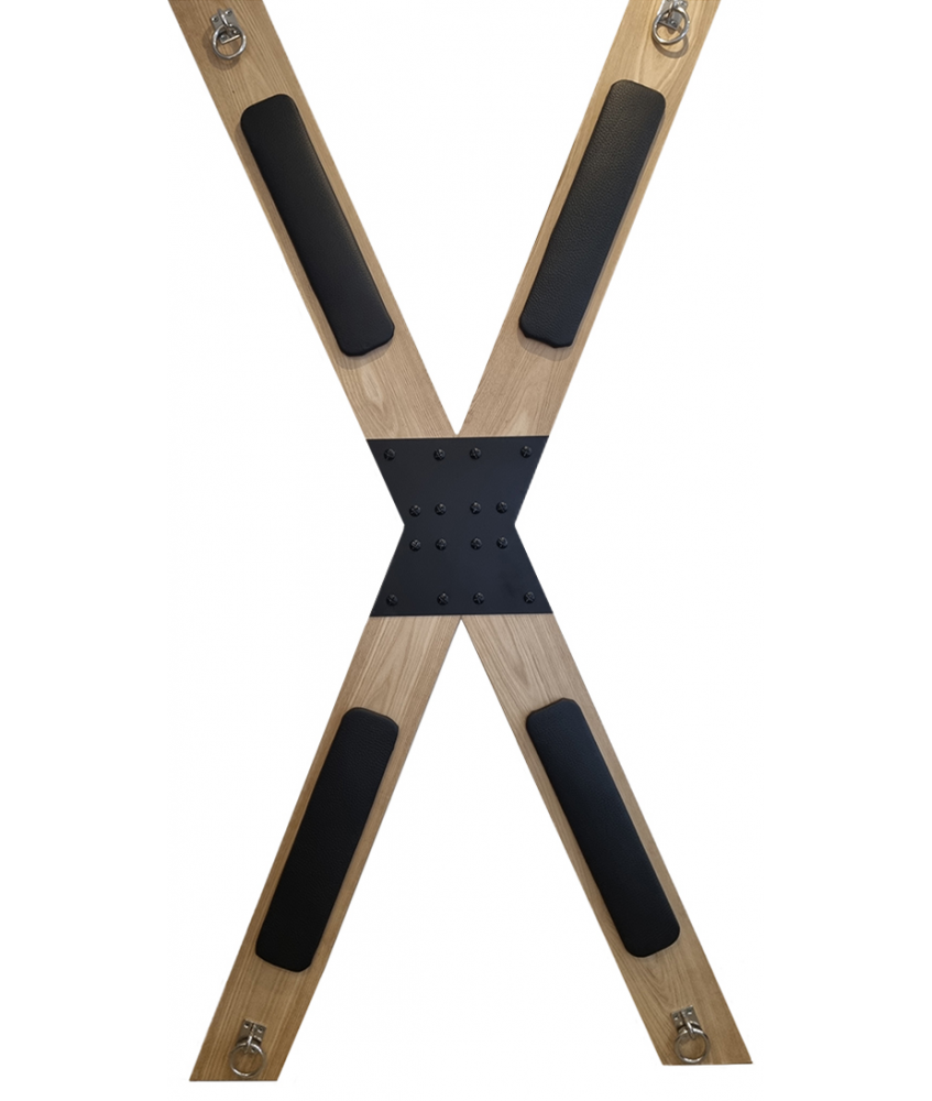 Sextoys, sexshop, loveshop, lingerie sexy : Croix de st andré : Croix de St andré Luxe Bois cuir noir - France