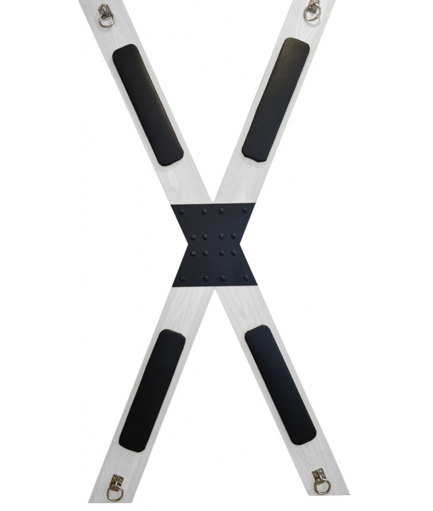 Sextoys, sexshop, loveshop, lingerie sexy : Croix de st andré : Croix de St andré Luxe Bois blanc cuir noir - France